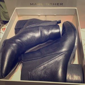Black Leather Booties- size 9- marc fisher